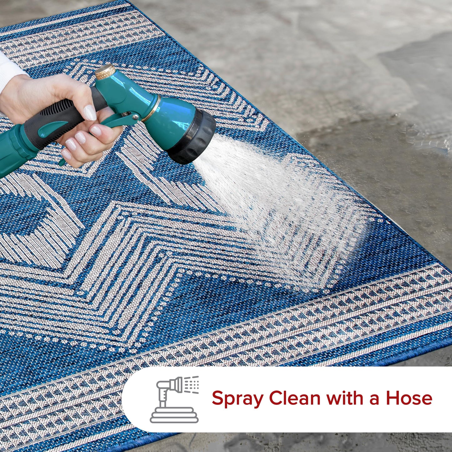 Nuloom Ranya Blue/Ivory, 4' x 6', Tribal Geometric, Soft and Cozy, High Traffic, Stain Resistant, Easy Clean, Durable Area Rug for Indoor/Outdoor Patio, Deck, Porch, Garden, Courtyard