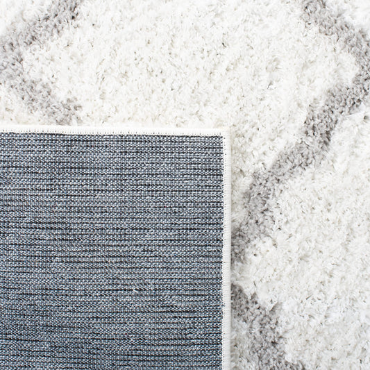 SAFAVIEH Berber Shag Collection Area Rug - 9' x 12', Ivory & Light Grey, Moroccan Trellis, Non-Shedding & Easy Care, 1.25-inch Thick Ideal for High Traffic Areas in Living Room, Bedroom (BER537F)
