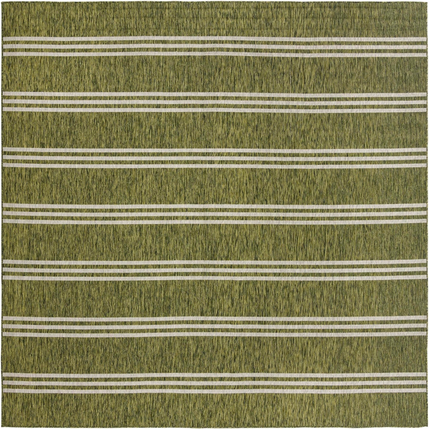 Unique Loom Jill Zarin Outdoor Collection Area Rug - Anguilla (10' 8'' Square, Green/ Ivory)