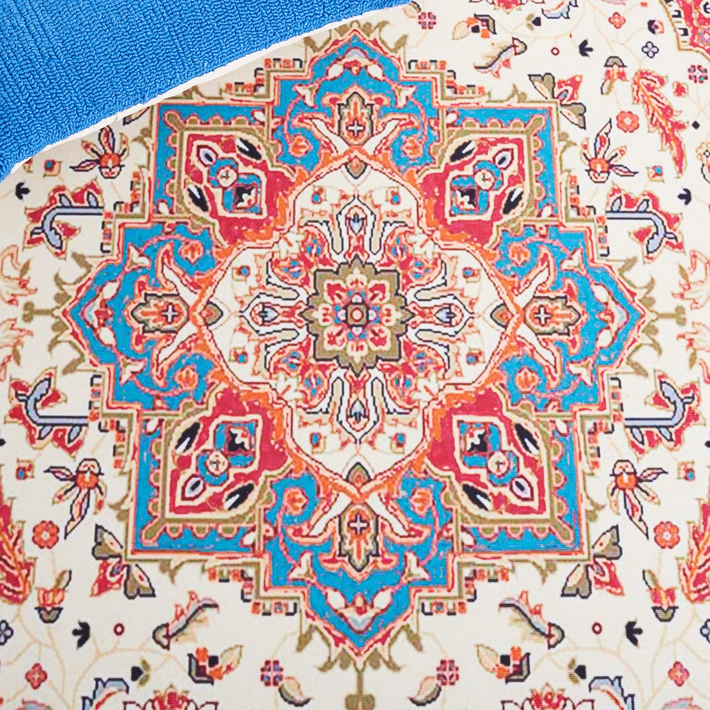SAFAVIEH Washable Rug Tucson Collection - 4' x 6', Red & Beige, Slip Resistant & Easy to Clean, Ideal for Foyer, Kitchen, Nursery, Office, Bedroom (TSN107Q)