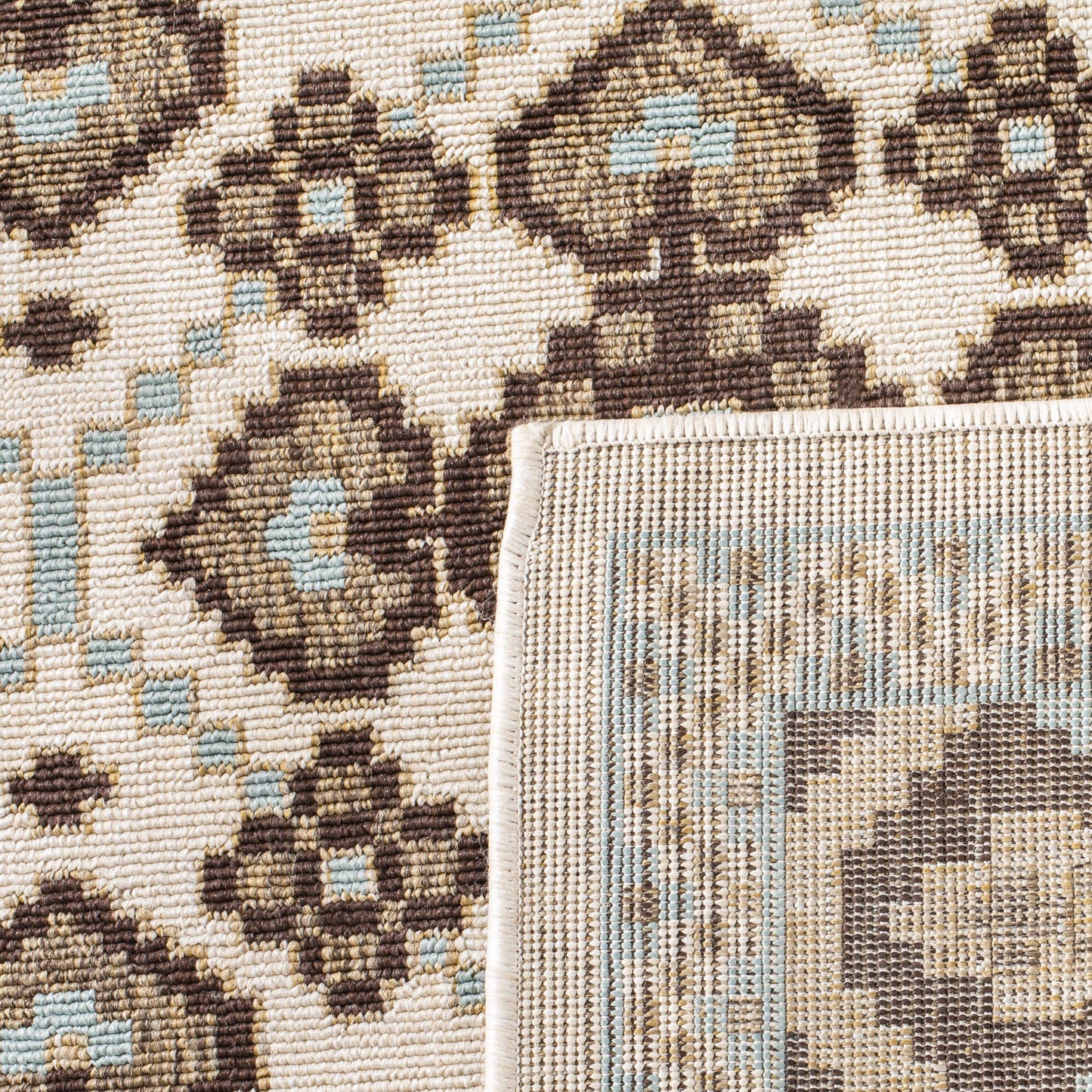 SAFAVIEH Washable Rug Outdoor Veranda Collection - 8' x 11', Cream & Chocolate, Non-Shedding & Easy to Clean, Ideal for Patio, Backyard, Mudroom (VER093-0212)