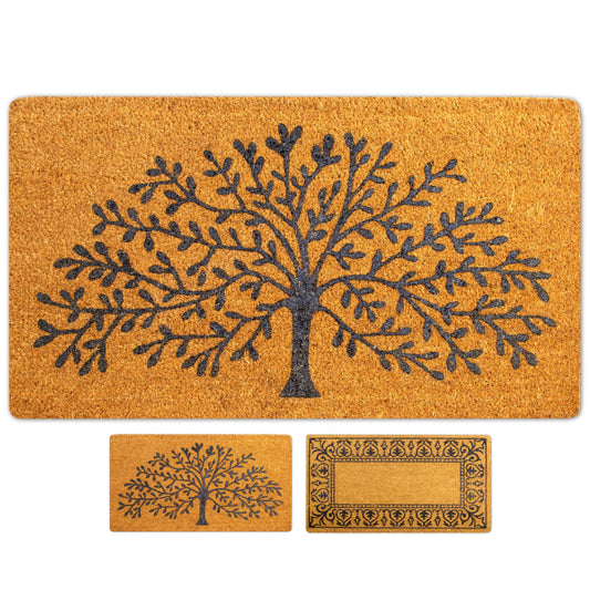 LUA VIKA Coir Doormat, 16''x27.5'', Tree of Life, Outdoor Indoor Welcome Mat for Home Entrance