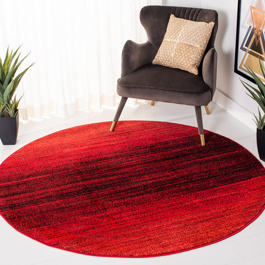 SAFAVIEH Adirondack Collection Area Rug - 4' Round, Red & Black, Modern Ombre Design, Non-Shedding & Easy Care, Ideal for High Traffic Areas in Living Room, Bedroom (ADR142Q)