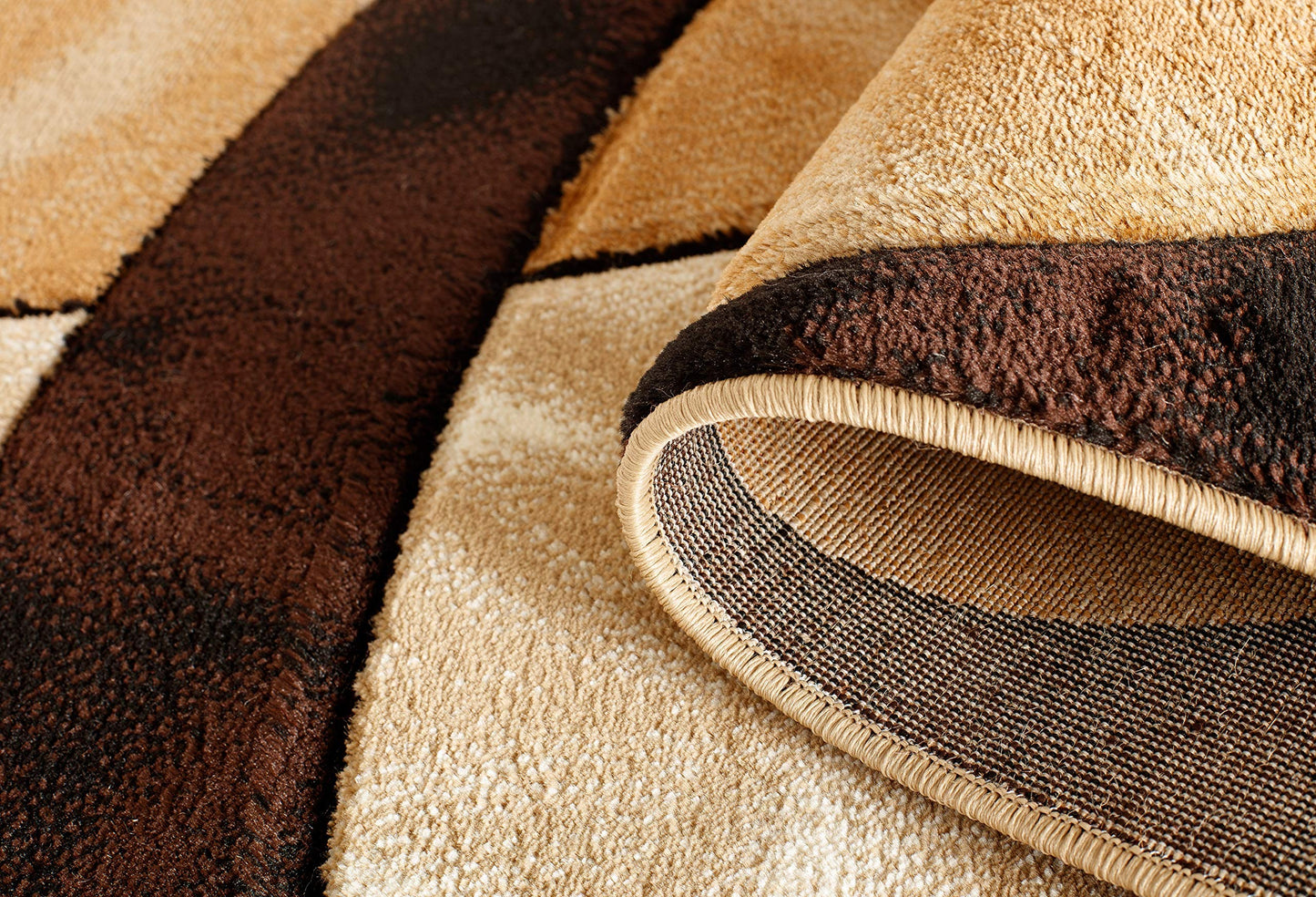 GLORY RUGS Area Rug Modern 4x6 Brown Circles Geometry Soft Hand Carved Contemporary Floor Carpet Fluffy Texture for Indoor Living Dining Room and Bedroom Area