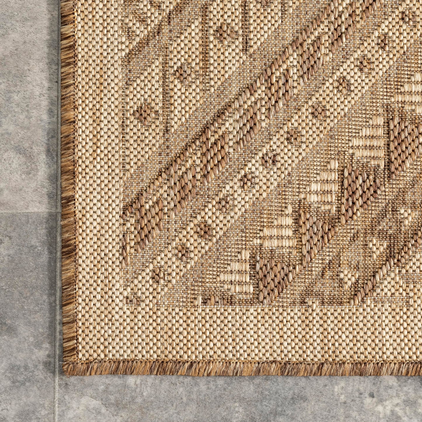 Nuloom Outdoor Performance Collection Landry Brown/Ivory, 2' x 3', Soft and Cozy, High Traffic, Stain Resistant, Easy Clean, Durable Area Rug for Indoor/Outdoor Patio, Deck, Porch, Garden, Courtyard