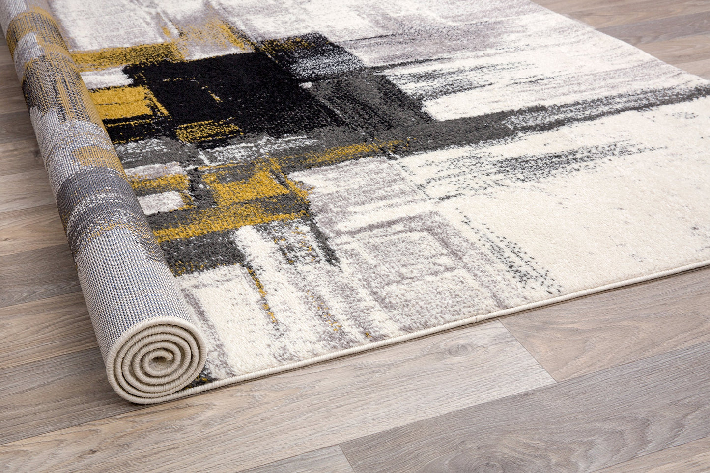 Rugshop Gold Modern Abstract Area Rug — Non-Shedding for Living Room, Dining Room and Office 6'6" x 9'