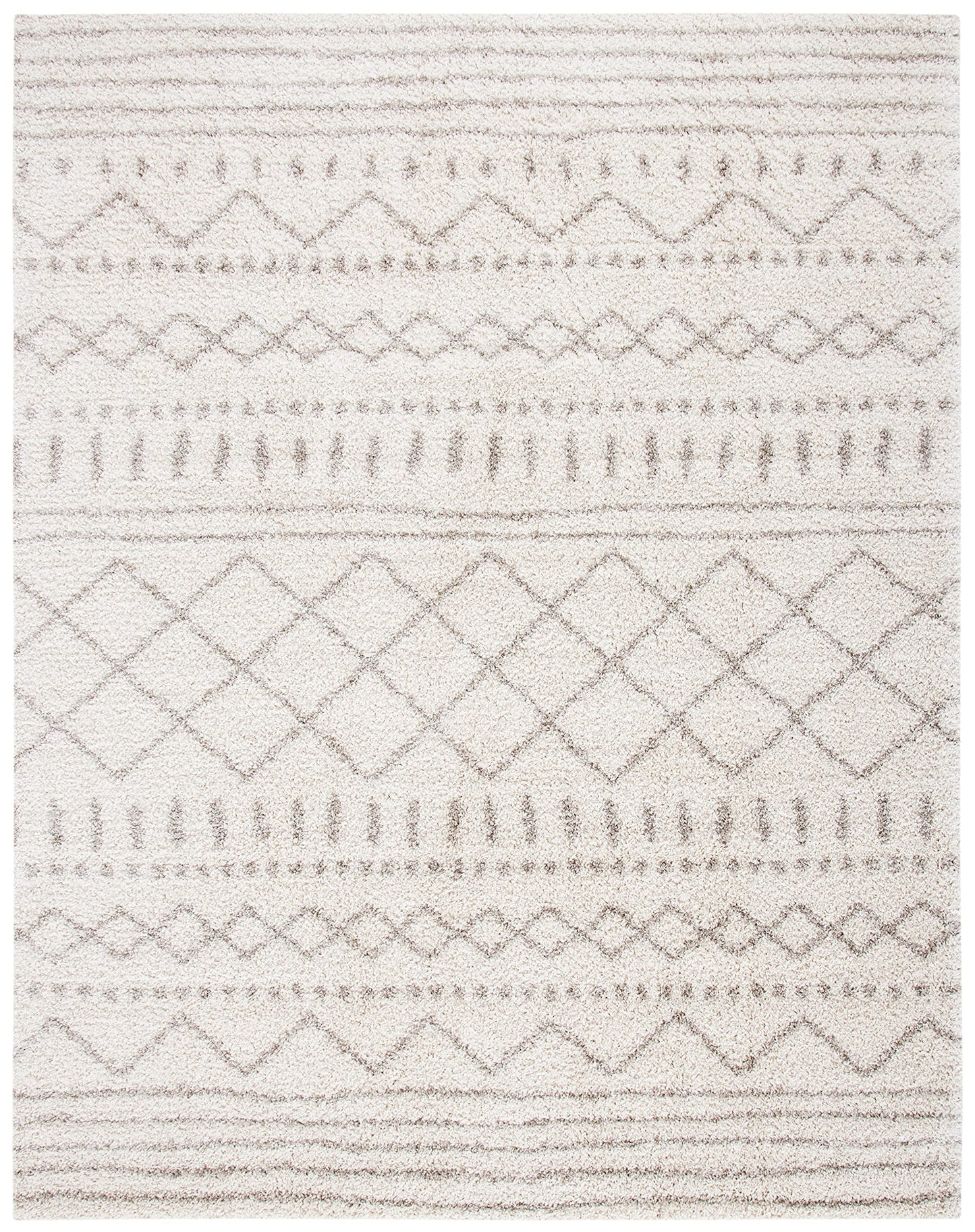 SAFAVIEH Area Rug 10x14 - Arizona Shag Collection - Large - Ivory & Beige, Moroccan Boho Design, Non-Shedding & Easy to Clean, Ideal for Living Room, Bedroom, Dining Space (ASG741A)