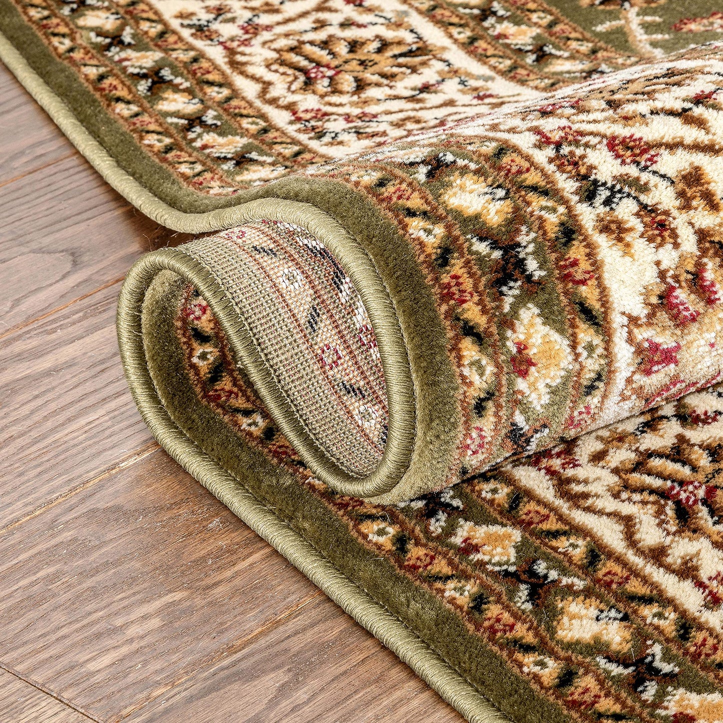 Well Woven Barclay Collection Sarouk Green 4x5 Area Rug - for Entryways, Small Bedrooms, Living Rooms