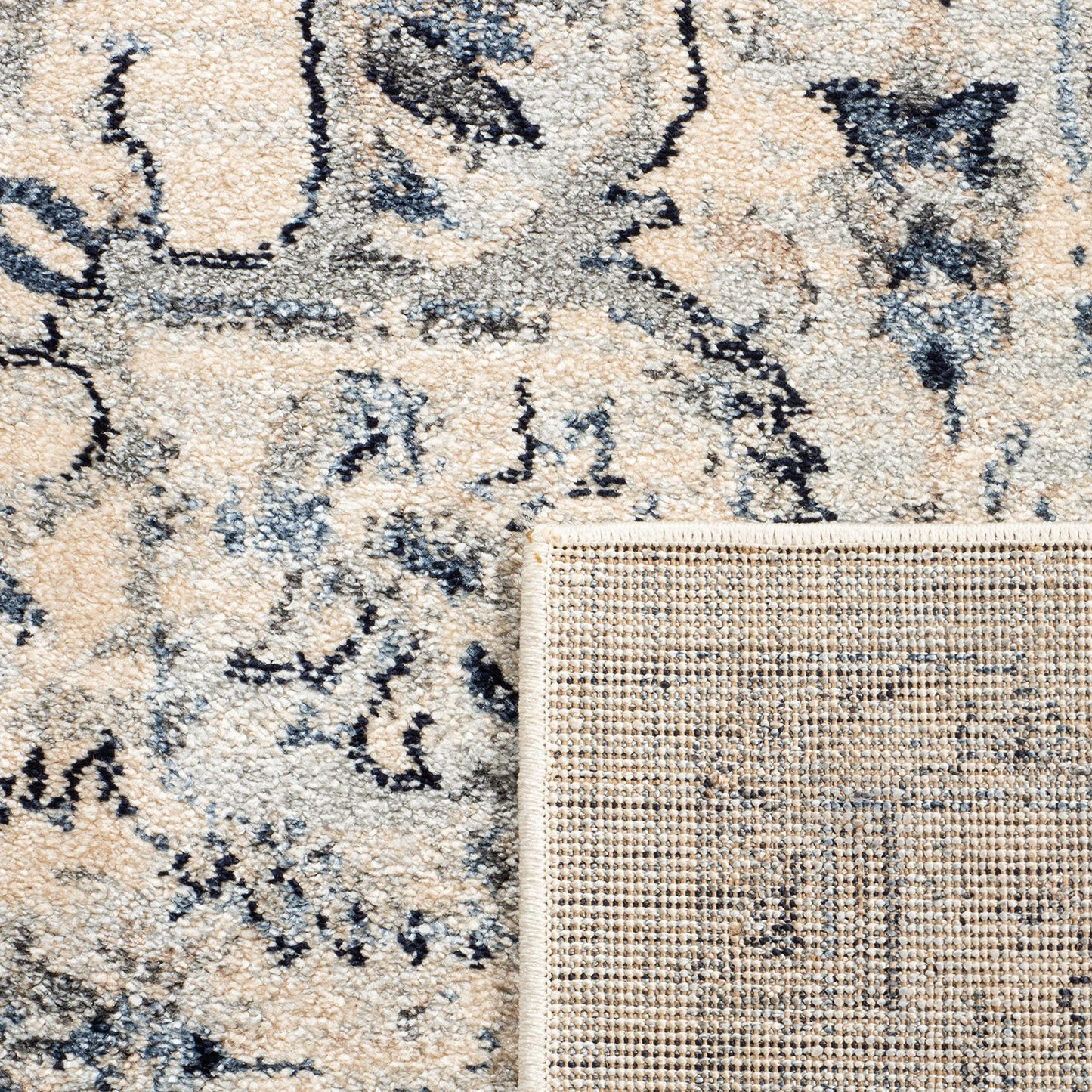 SAFAVIEH Charleston Collection Area Rug - 9' x 12', Ivory & Light Blue, Oriental Distressed Design, Non-Shedding & Easy Care, Ideal for High Traffic Areas in Living Room, Bedroom (CHL411M)