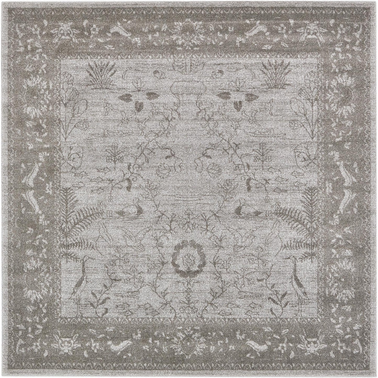 Rugs.com - Miranda Rug – 6 Ft Square Light Gray Easy-Clean Rug – Ideal for Living Rooms, Bedrooms, and Entryways
