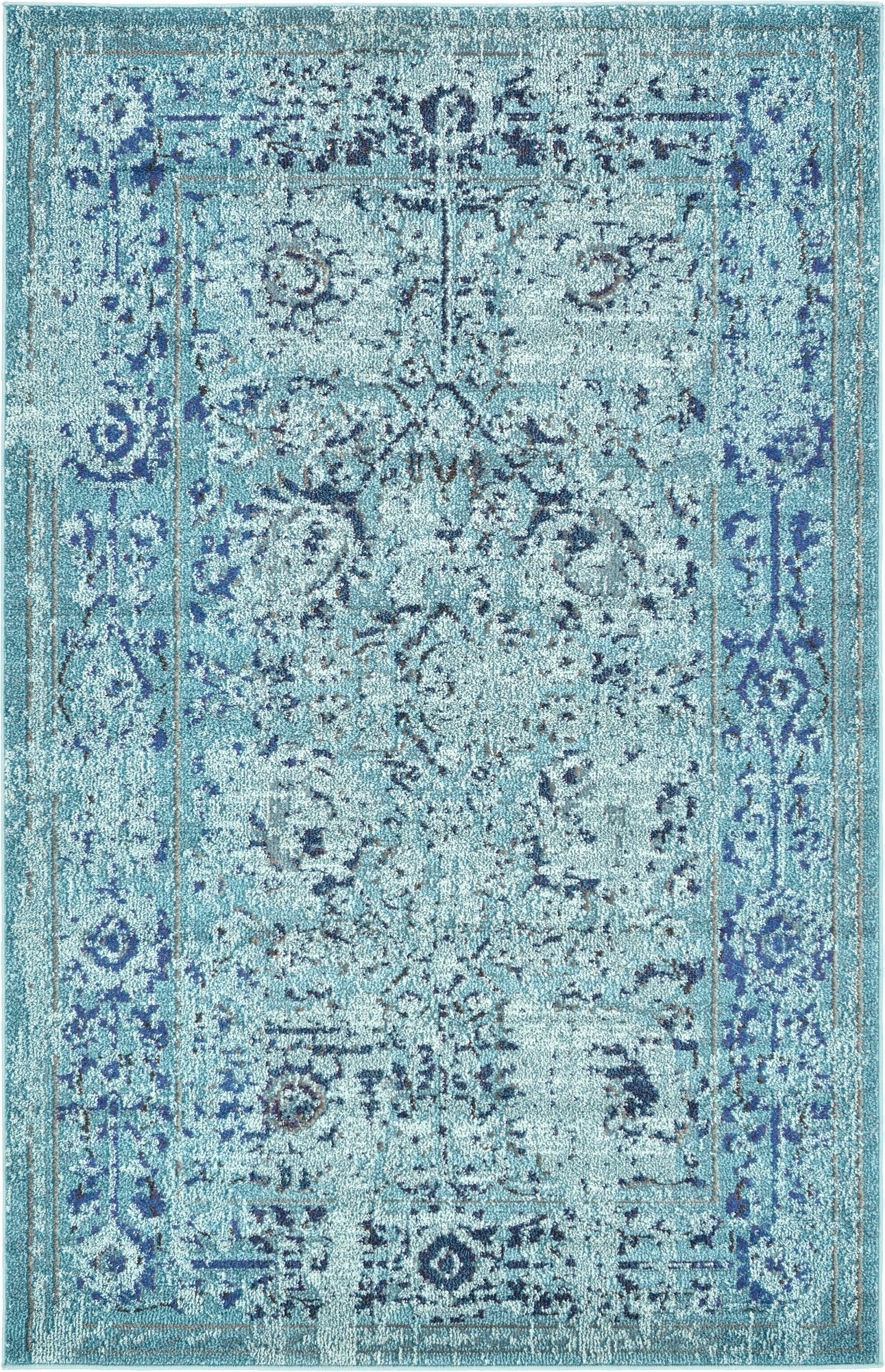 Unique Loom Medici Collection Vintage Botanical Traditional Light Blue Area Rug (5' 0 x 8' 0)