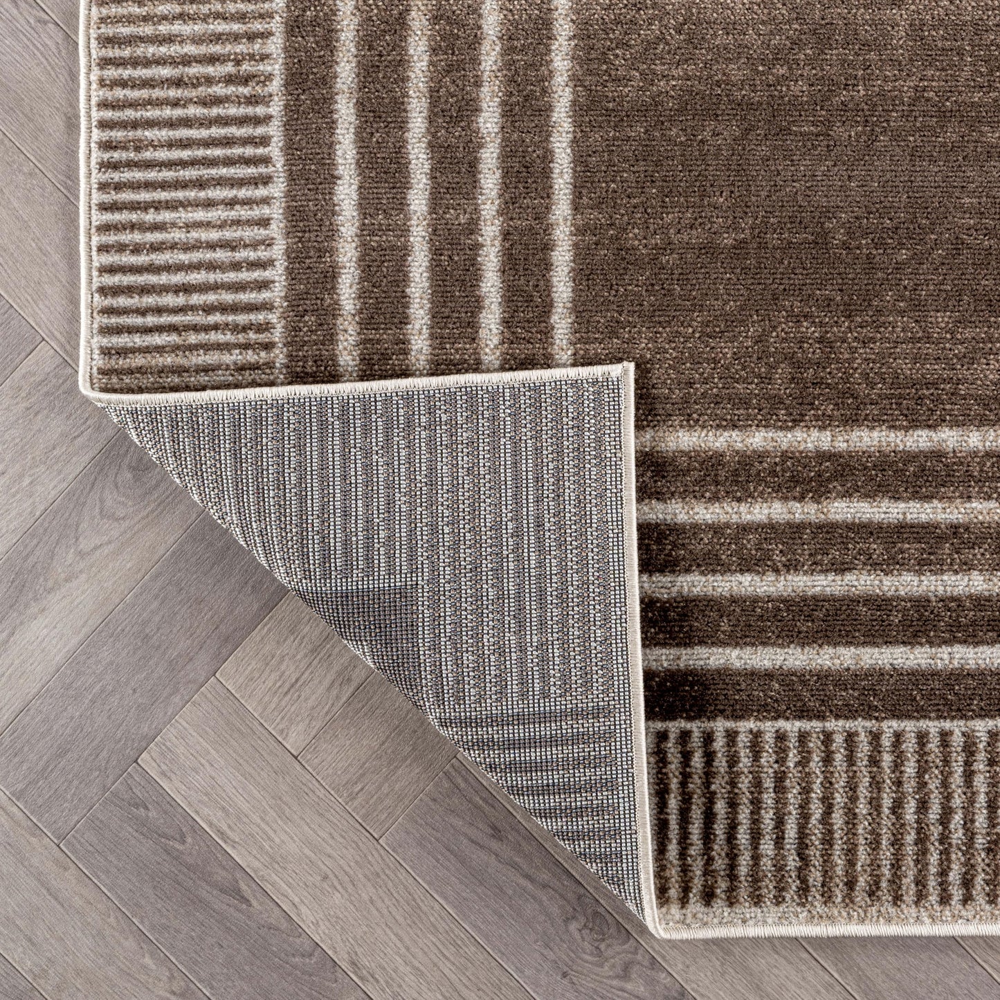 Rugshop Contemporary Geometric Bordered Indoor Area Rug for Living Room,Bedroom,Kitchen Rug Low Pile Rug with Jute Backing 5' x 7' Brown