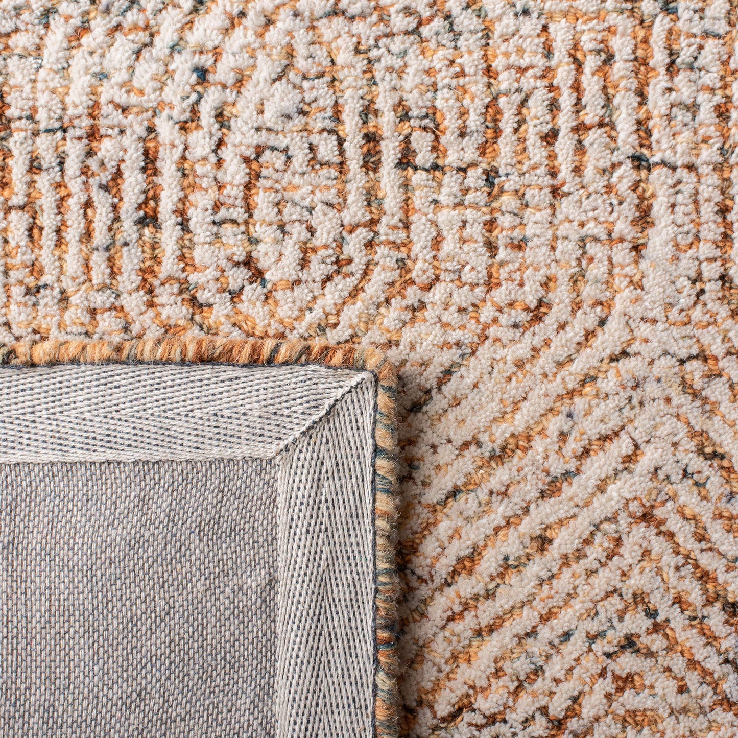 SAFAVIEH Abstract Collection Accent Rug - 3' x 5', Ivory & Rust, Handmade Wool, Ideal for High Traffic Areas in Entryway, Living Room, Bedroom (ABT340P)