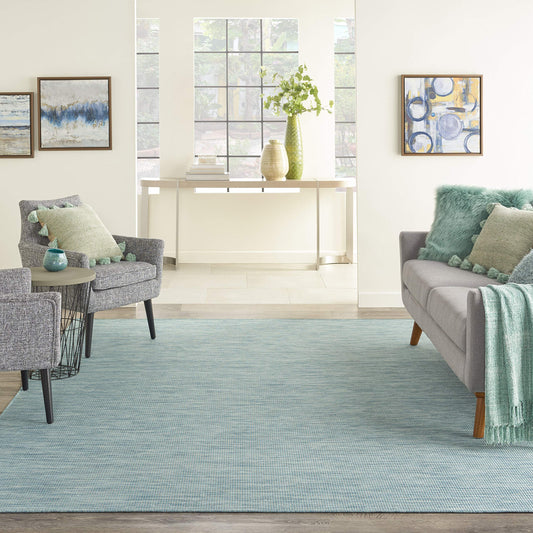 Nourison Home Positano Aqua 4' x 6' Area Rug - Easy Clean, Non Shedding, Bed Room, Living Room, Dining Room, Kitchen (4' x 6')