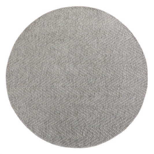 Town & Country Basics Pax Herringbone Textured Solid Everwash® Washable Area Rug, Low Pile, Non-Slip Backing, Easy Clean Pet & Family Friendly Rug, Grey, 5' Round