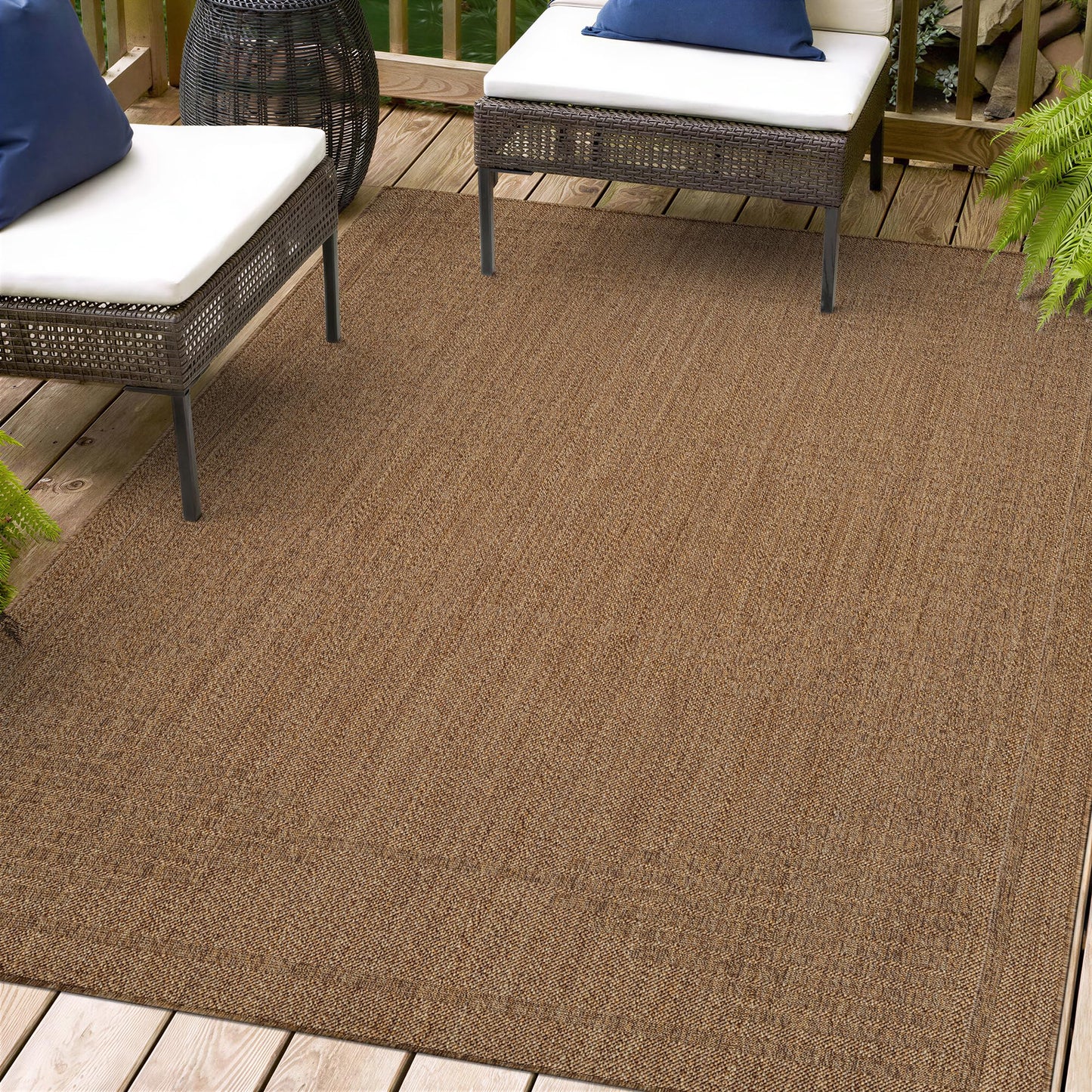 Rugshop Geometric Bohemian Indoor/Outdoor Flat Woven Area Rug, Natural Jute-Style, Easy-Care Patio Rug for Backyard Porch Deck Balcony, 4' x 6' Natural/Jute