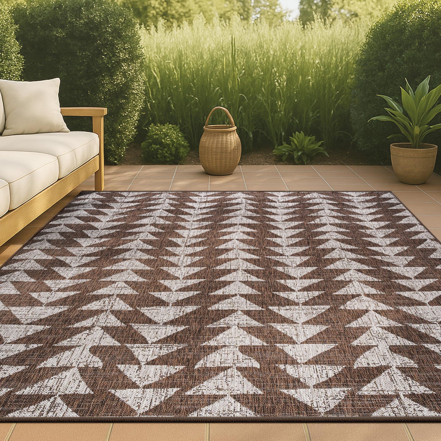 JONATHAN Y Tribal Geometric Indoor Outdoor Area Rug 3X5 Brown/Beige, Andratx Modern for Backyard, Patio, Porch, Easy-Cleaning, High Traffic, Pet-Friendly, Non-Shedding (SMB126A-3)