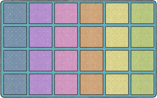Flagship Carpets Happy Squares Educational Area Rug for Kids Room Seating Décor, Children's Classroom, Play Carpet for Teaching and Playroom, Seats 24, 7'6"x12', Multi-Color