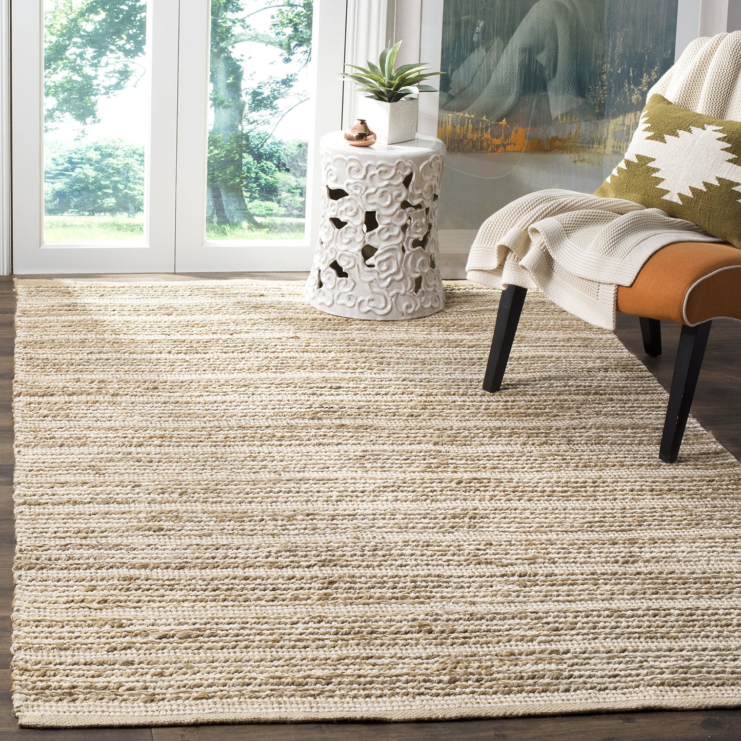 SAFAVIEH Cape Cod Collection Accent Rug - 3' x 5', Natural & Ivory, Handmade Flat Weave Jute, Ideal for High Traffic Areas in Entryway, Living Room, Bedroom (CAP851G)