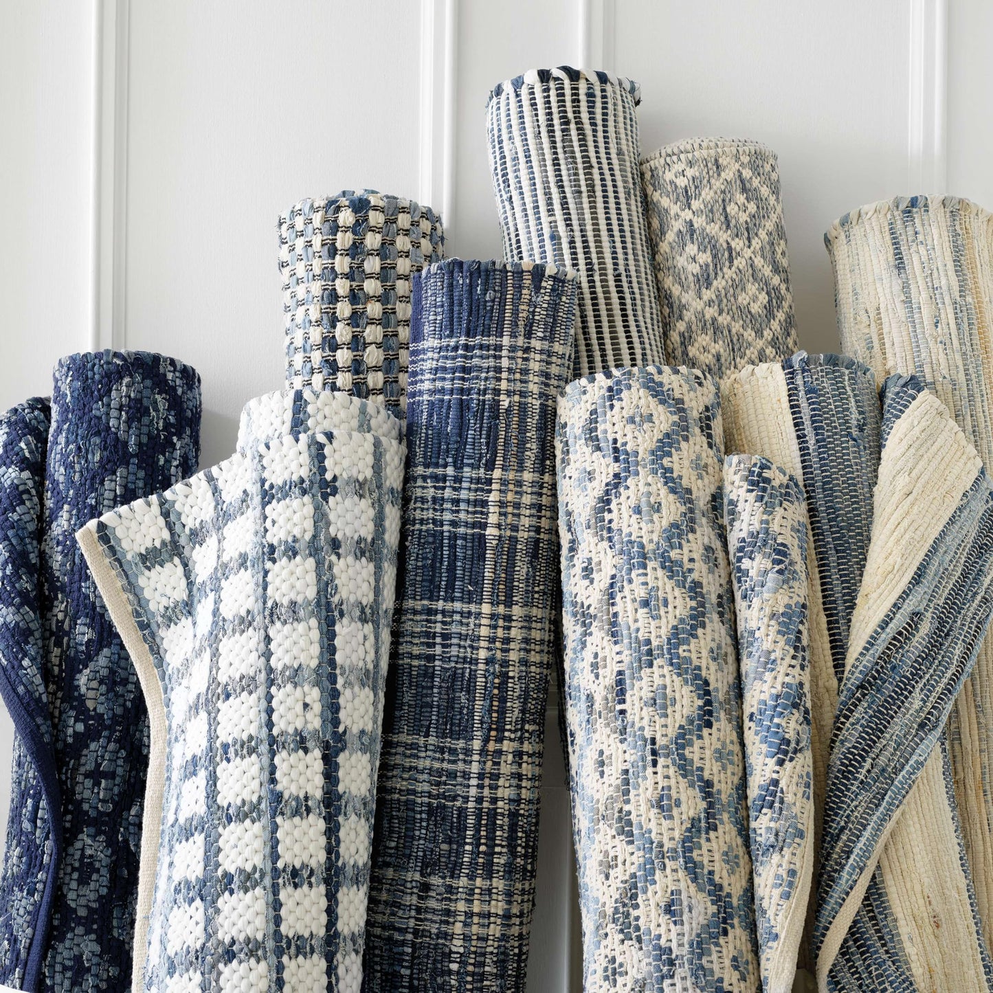 Dash and Albert Denim Rag Diamond Ivory Handwoven Cotton Rug, 2 X 3 Feet, Blue Geometric Pattern - Premium Luxury Hotel Quality Soft Breathable Hypoallergenic Machine Washable Easy Care All Season