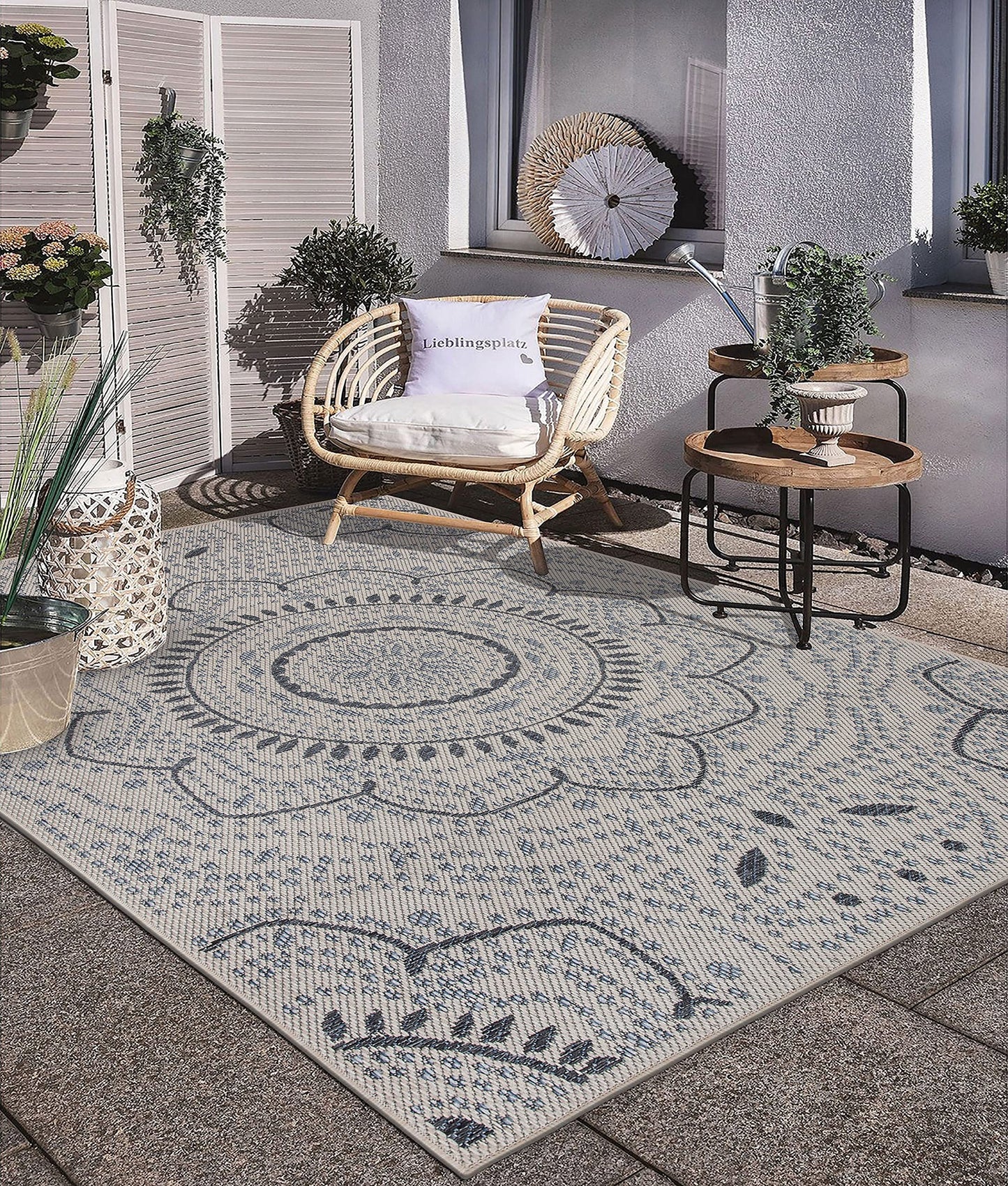 Rugshop Medallion Easy Cleaning for Patio/ Deck Rugs,Balcony Rugs Indoor/Outdoor Area Rug 5' x 7' Cream