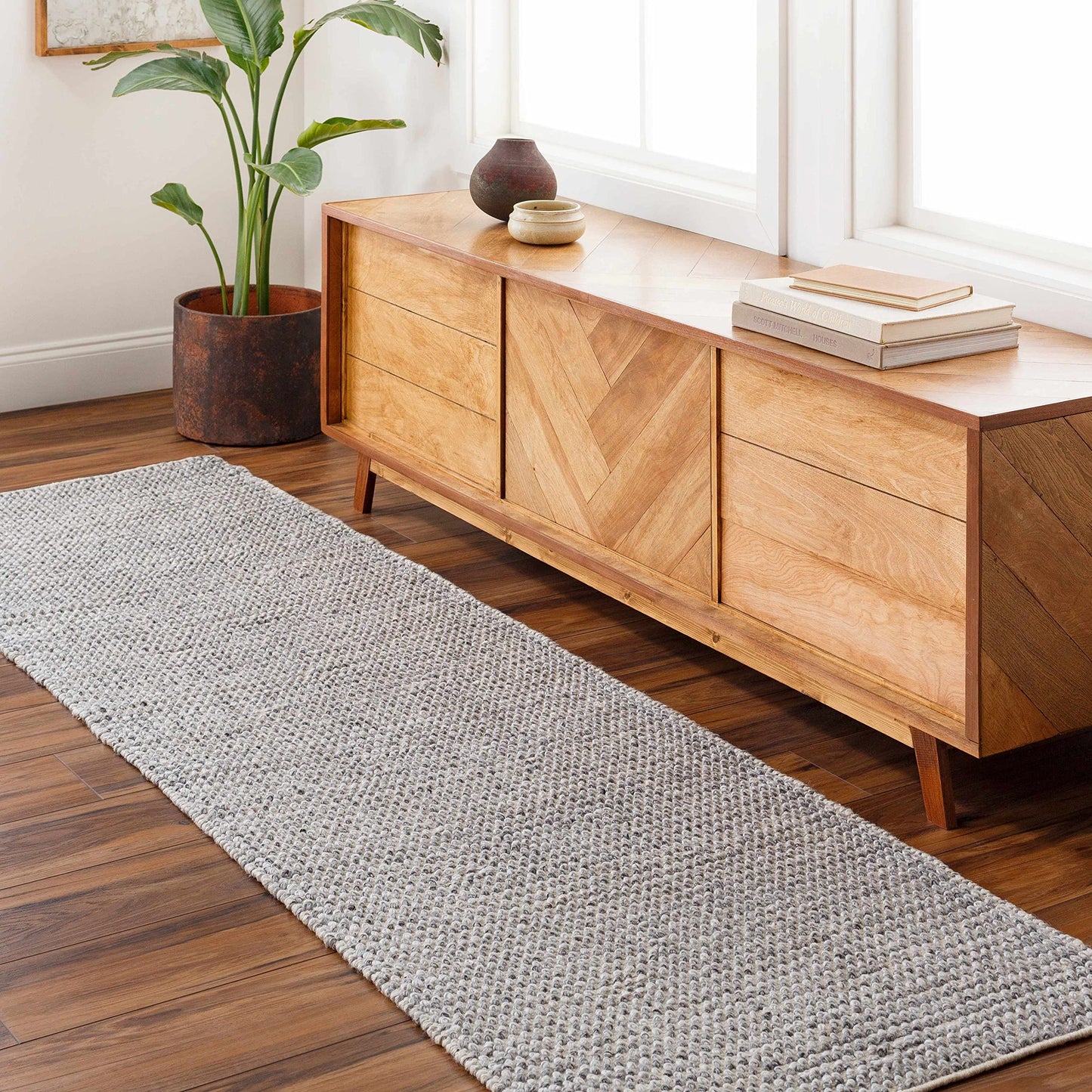 Hauteloom Kala Recycled Material Living Room, Bedroom Area Rug - Contemporary - Light Gray, Cloud Gray, Dark Gray - 2' x 3'