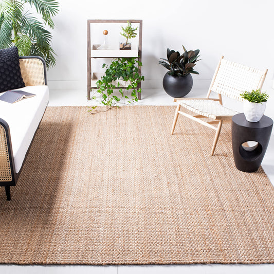 SAFAVIEH Area Rug 9x12 - Natural Fiber Collection - Large - Natural Brown, Handmade Jute, Basketweave Design (NF401A)