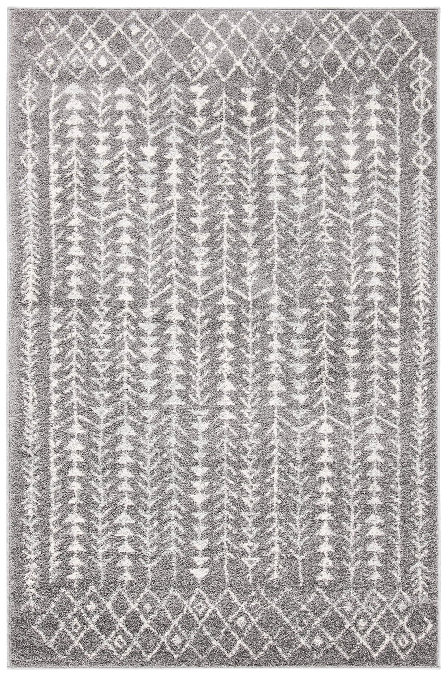 SAFAVIEH Tulum Collection Accent Rug - 2' x 5', Dark Grey & Ivory, Moroccan Boho Distressed Design, Non-Shedding & Easy to Clean, Ideal for Front Door, Kitchen, Entryway, Foyer (TUL262F)