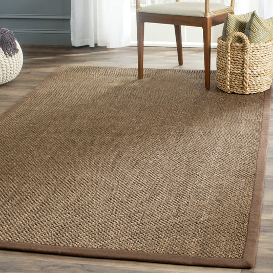 SAFAVIEH Area Rug 3x5 - Natural Fiber Collection - Brown, Sisal, Woven Design with Border (NF443D)