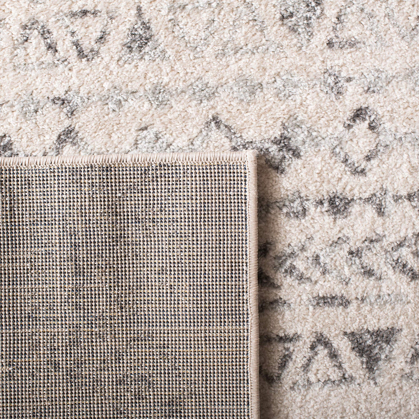 SAFAVIEH Tulum Collection Runner Rug - 2' x 8', Ivory & Grey, Moroccan Boho Distressed Design, Non-Shedding & Easy to Clean, Ideal for Living Room, Hallway, Foyer, Entryway, Bedroom (TUL268A)