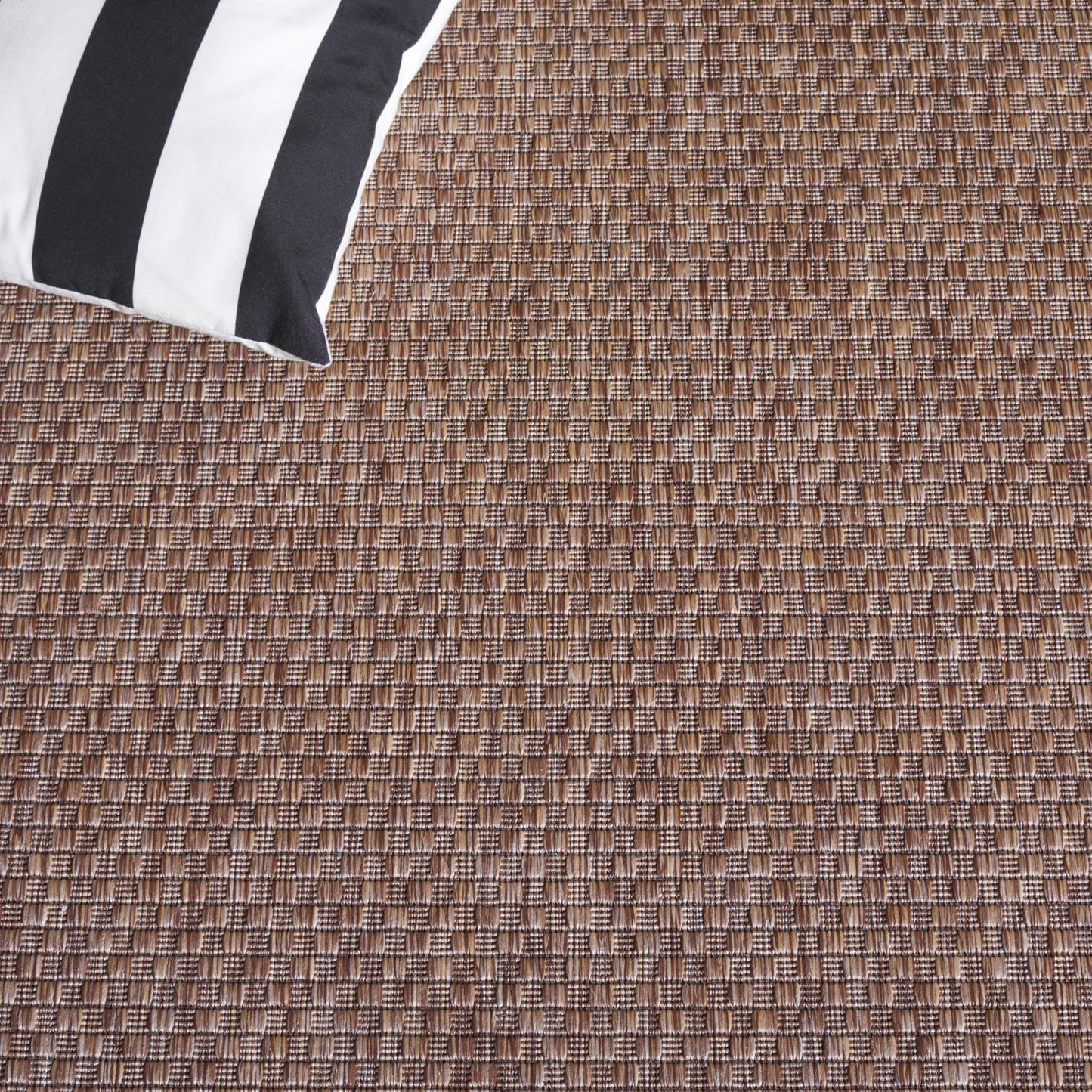 SAFAVIEH Washable Rug Outdoor Courtyard Collection - 9' Square, Natural & Black, Non-Shedding & Easy Cleaning, Ideal for Patio, Backyard, Mudroom (CY8475-37312)