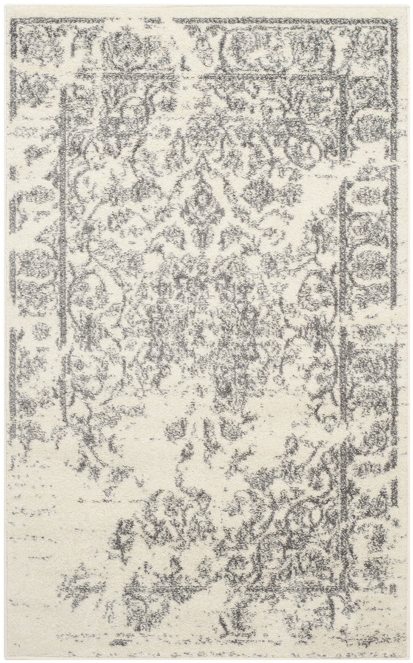 SAFAVIEH Adirondack Collection Accent Rug - 3' x 5', Ivory & Silver, Oriental Distressed Design, Non-Shedding & Easy Care, Ideal for High Traffic Areas in Entryway, Living Room, Bedroom (ADR101B)