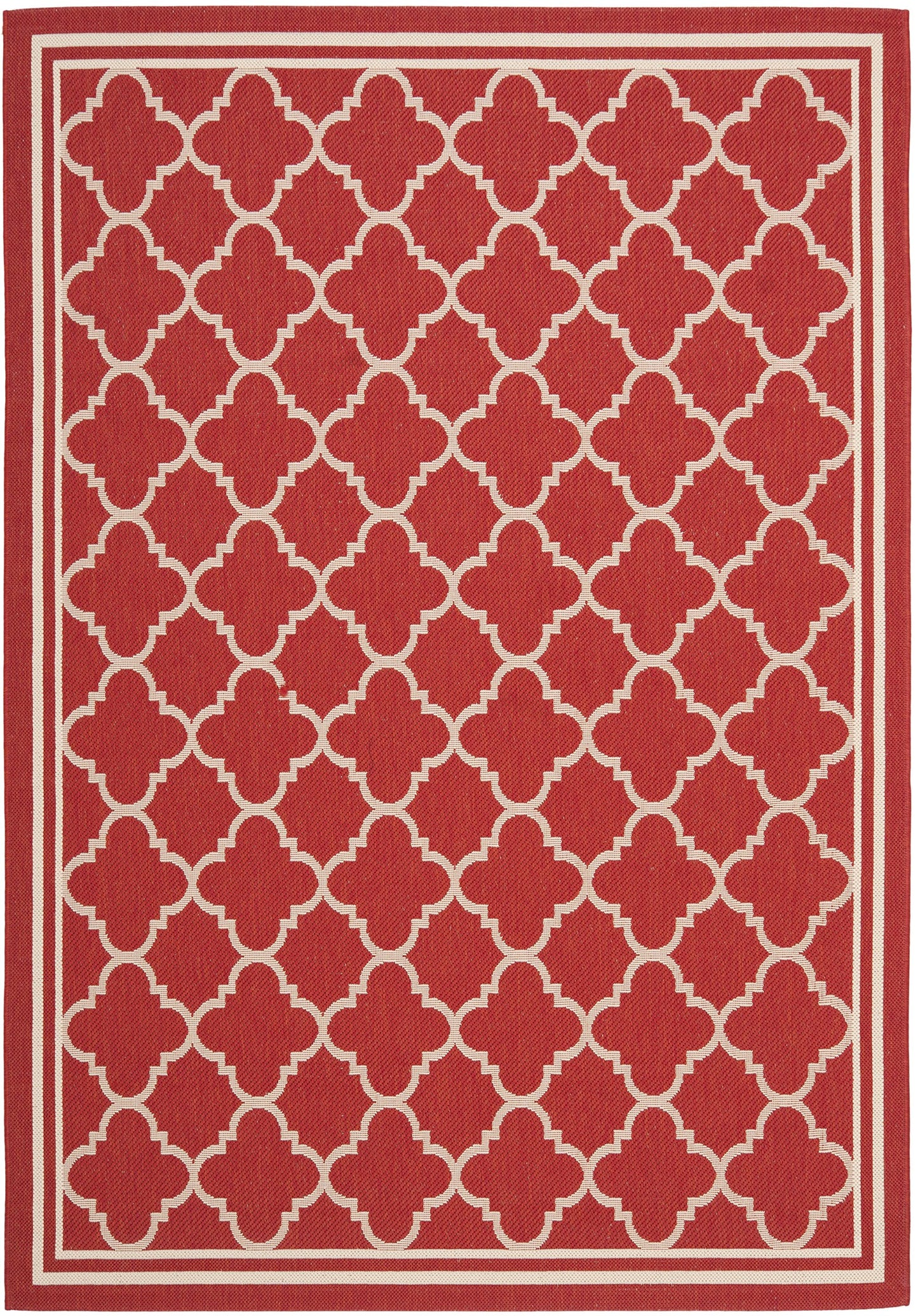 SAFAVIEH Washable Rug Outdoor Courtyard Collection - 4' x 5'7", Red & Bone, Non-Shedding & Easy Cleaning, Ideal for Patio, Backyard, Mudroom (CY6918-248)