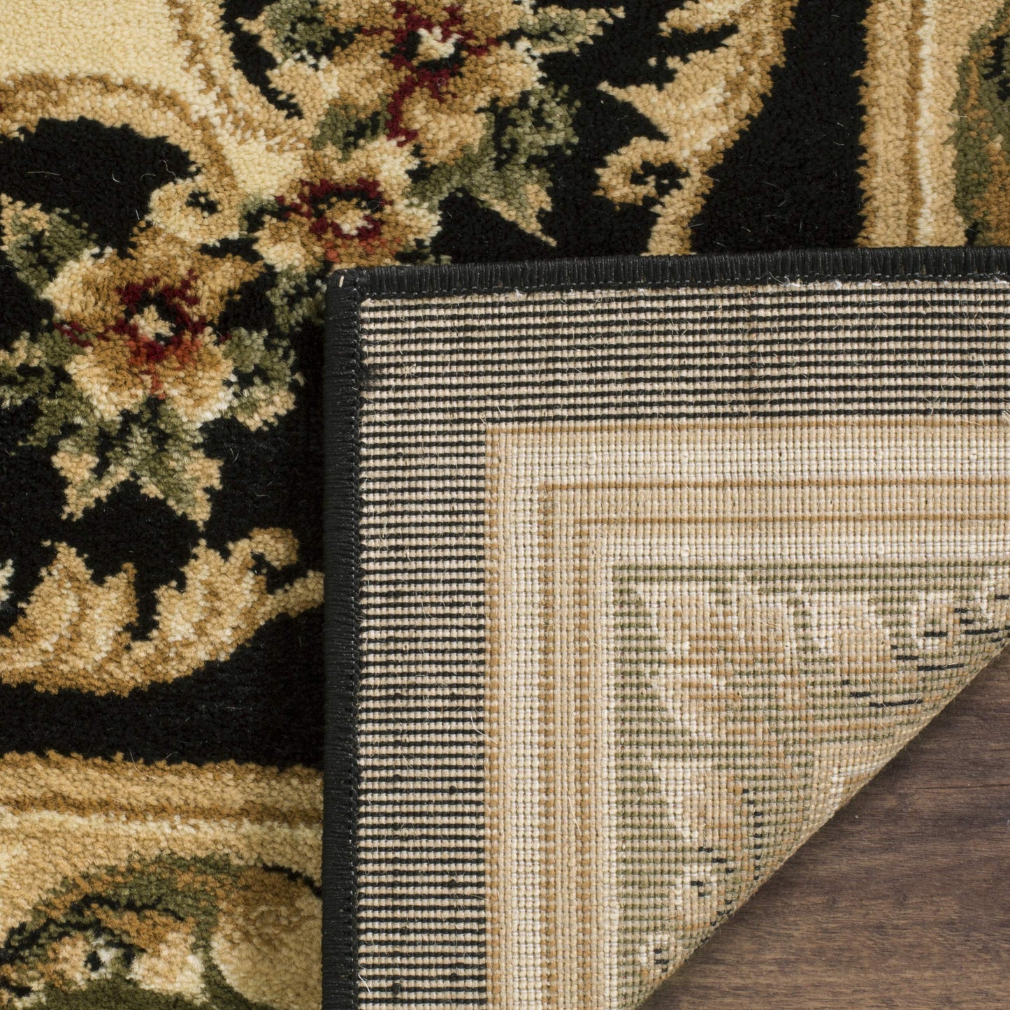 SAFAVIEH Lyndhurst Collection Area Rug - 8' x 11', Black & Ivory, Traditional European Medallion Design, Non-Shedding & Easy Care, Ideal for High Traffic Areas in Living Room, Bedroom (LNH218A)