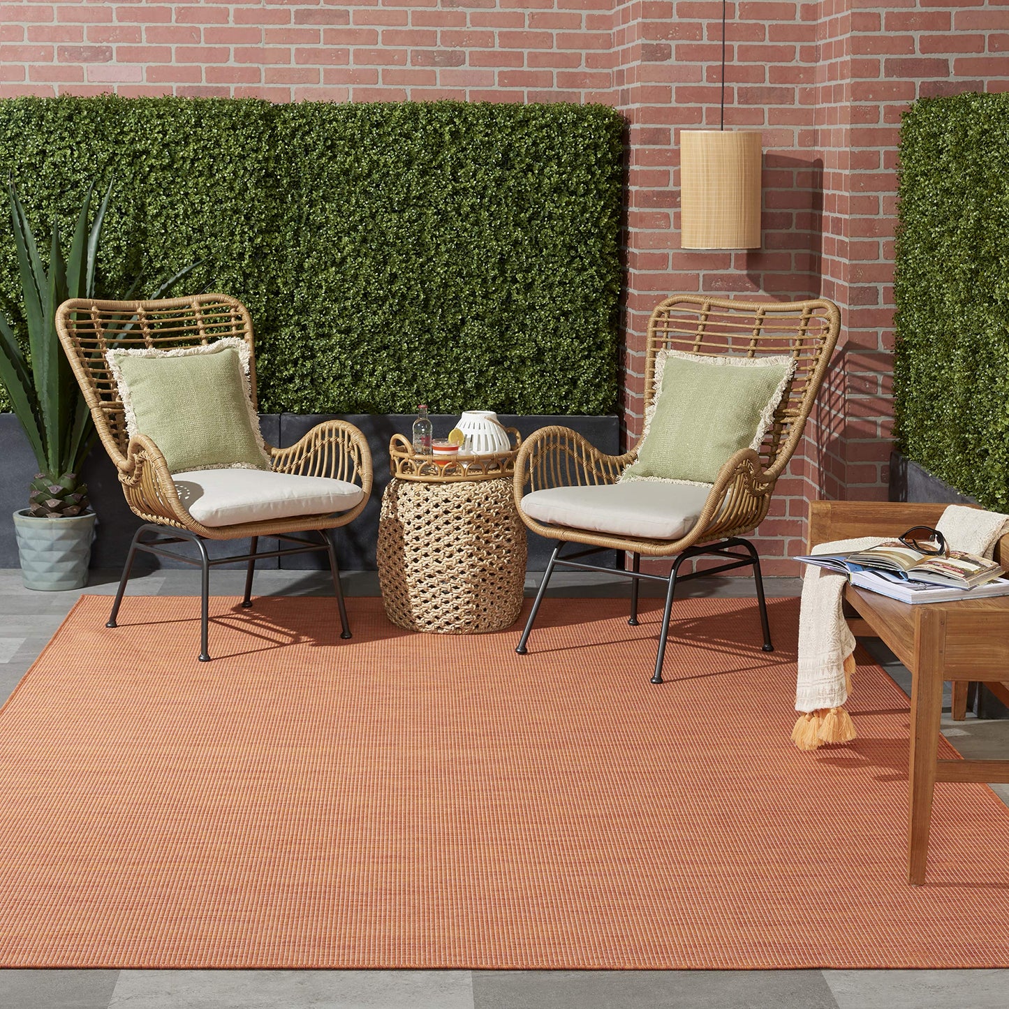 Nourison Home Positano Terracotta 4' x 6' Area Rug - Easy Clean, Non Shedding, Bed Room, Living Room, Dining Room, Kitchen (4' x 6')