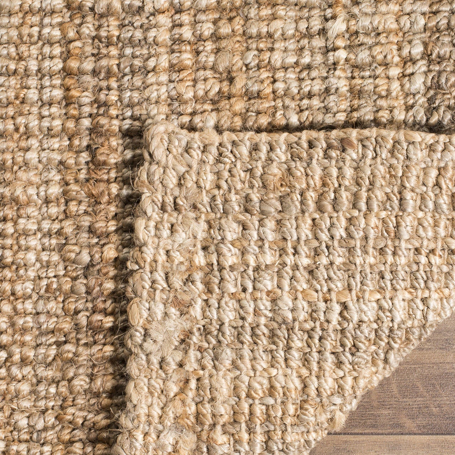 SAFAVIEH Area Rug 6' Square - Natural Fiber Collection - Natural Brown, Handmade Jute, Farmhouse Style, Chunky Textured Thick Pile (NF447A)