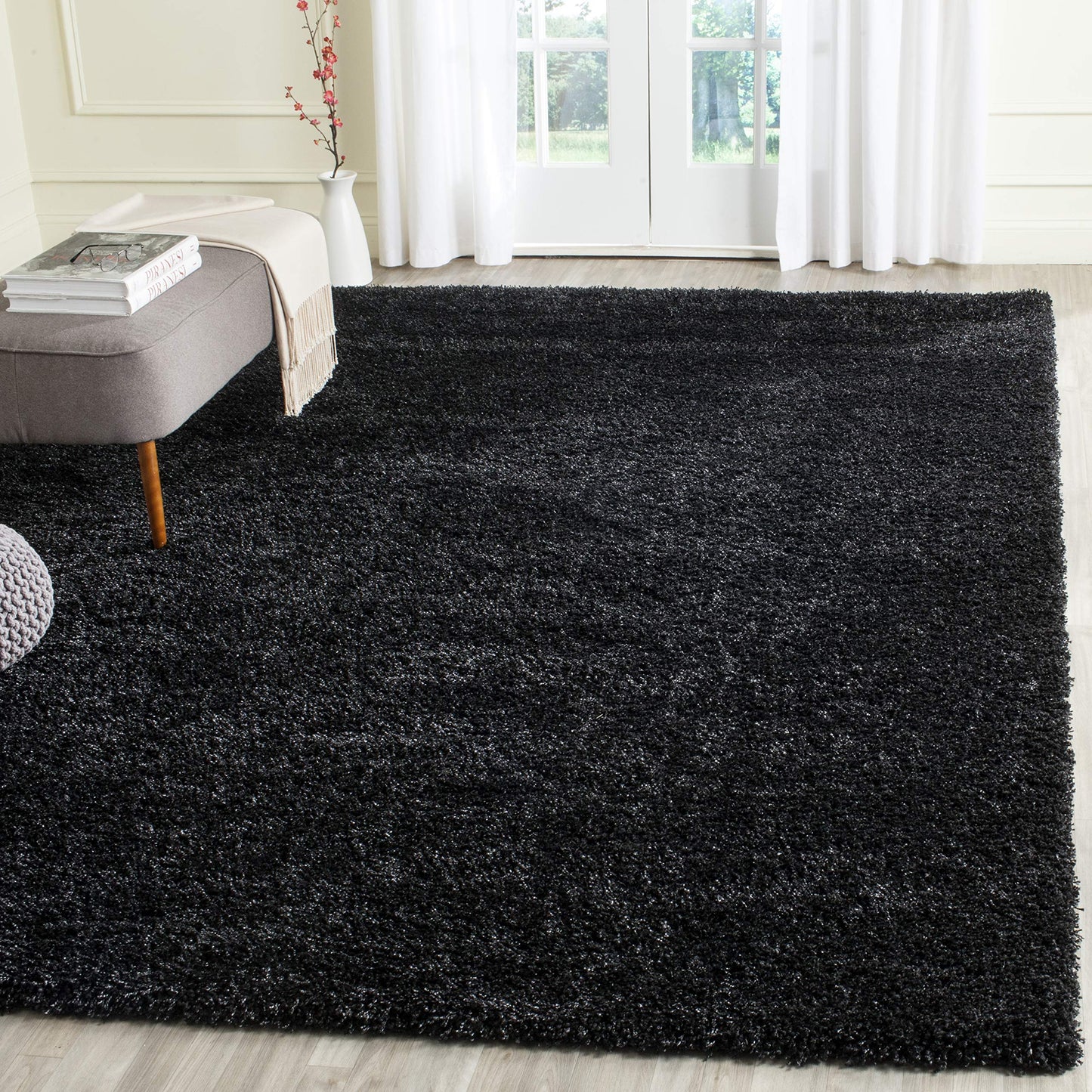 SAFAVIEH California Shag Collection Area Rug - 8' x 10', Black, Non-Shedding & Easy to Clean, Ultra Plush Thick Pile, Ideal for Living Room, Bedroom, Dining Space (SG151-9090)