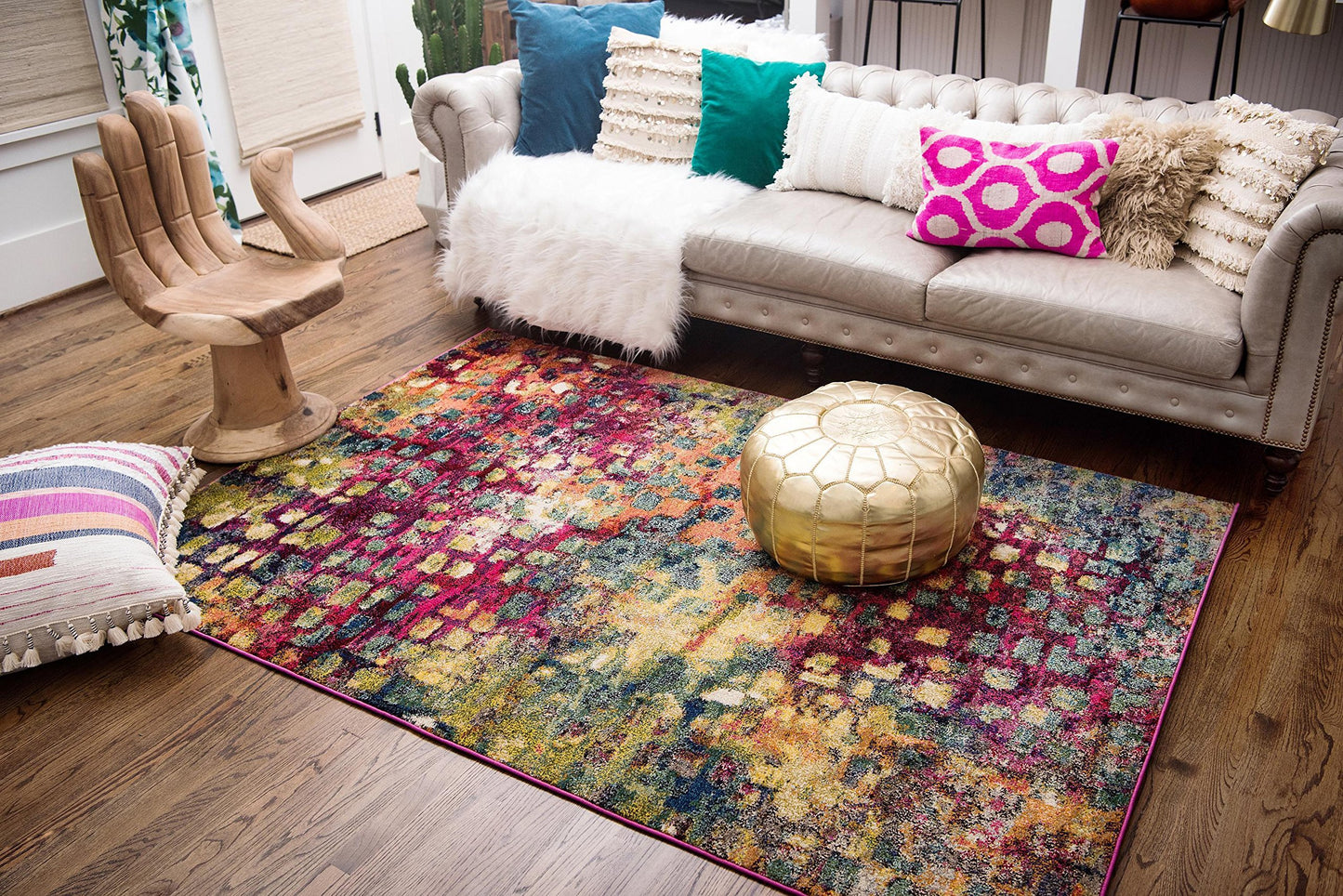 Unique Loom Jardin Collection Colorful, Vibrant, Abstract, Modern Area Rug (5' 0 x 8' 0 Rectangular, Multi/ Blue)