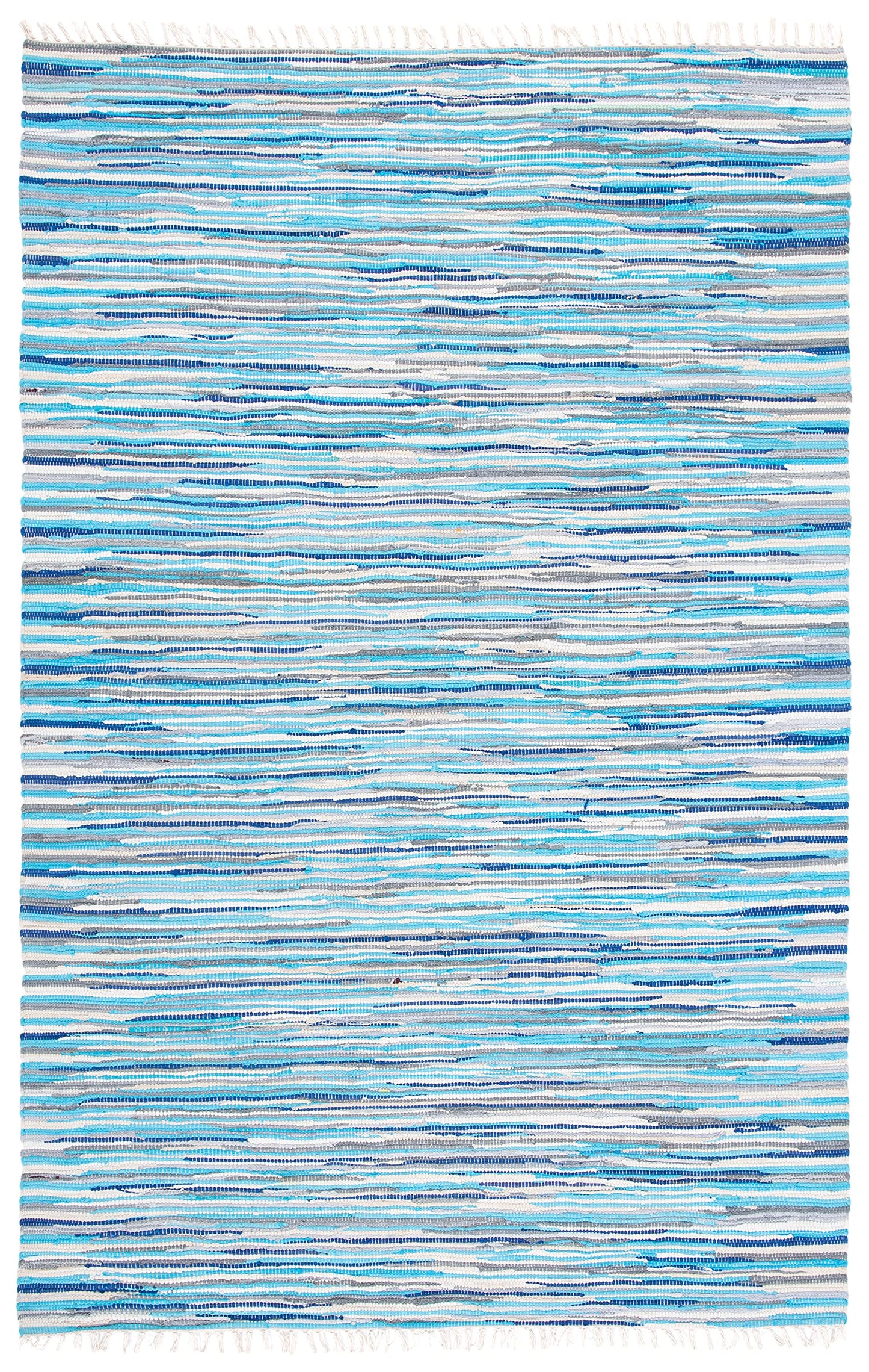 SAFAVIEH Rag Rug Collection Accent Rug - 4' x 6', Turquoise & Multi, Handmade Boho Stripe Cotton, Ideal for High Traffic Areas in Entryway, Living Room, Bedroom (RAR129C)
