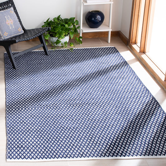 SAFAVIEH Boston Collection 3' x 5' Navy BOS685D Handmade Flatweave Cotton Area Rug