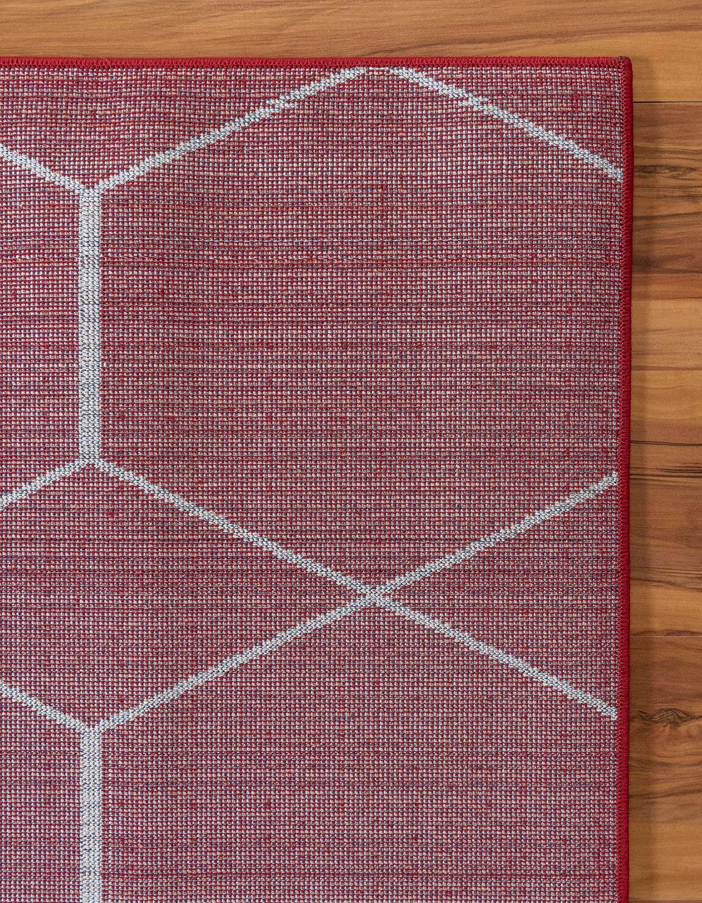 Unique Loom Trellis Frieze Collection Area Rug - Geometric (5' 1" x 8', Red/ Ivory)