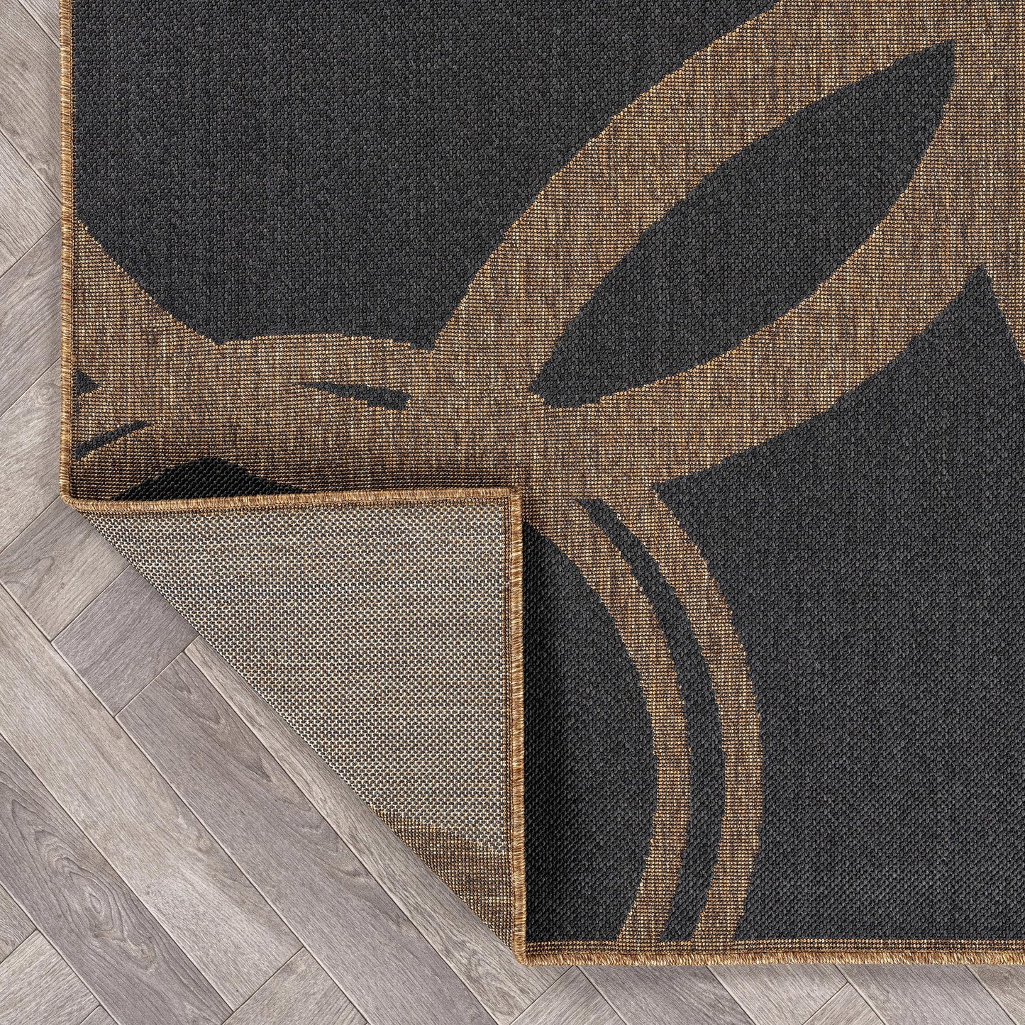 Rugshop Abstract Indoor Outdoor Flat Woven Runner Rug,Natural Jute-Style,Easy-Care Patio Rug for Backyard Porch Deck Balcony, 2'3" x 6' Dark Gray/Natural