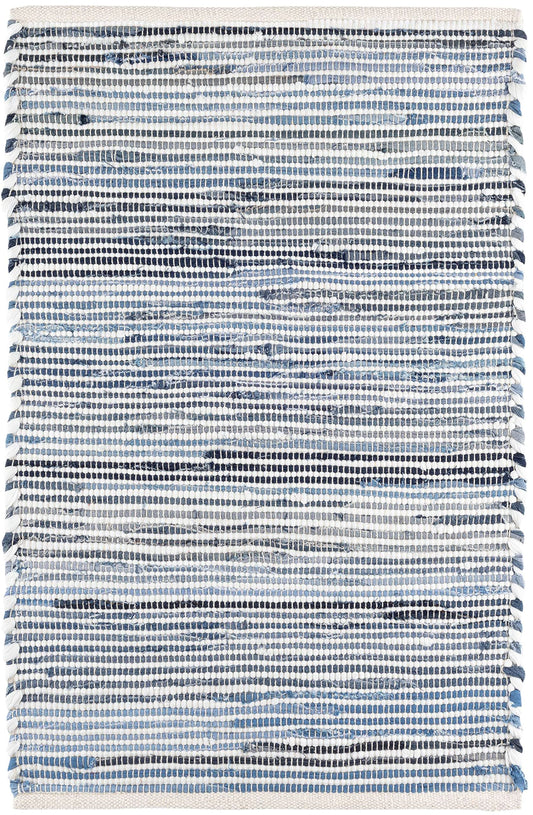 Dash and Albert Denim Rag Ribbed Indoor/Outdoor Area Rug - 2' x 3' Blue/White - Striped Handwoven Accent Rug - Durable, Lightweight, Low to Medium Traffic Areas - Bedrooms, Hallway, Home Offices