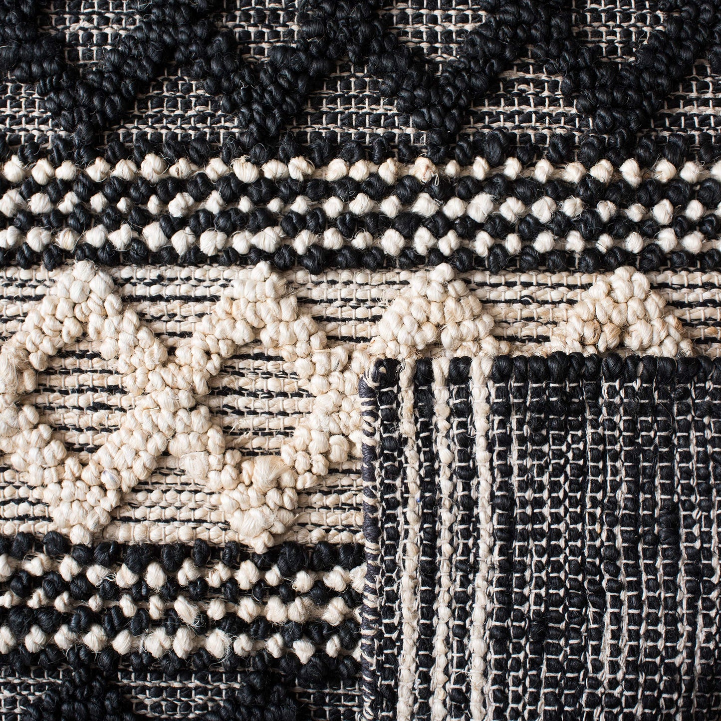 SAFAVIEH Natural Fiber Collection Runner Rug - 2'3" x 8', Black & Ivory, Handmade Boho Moroccan Tribal Jute, Ideal for High Traffic Areas in Living Room, Bedroom (NF568Z)