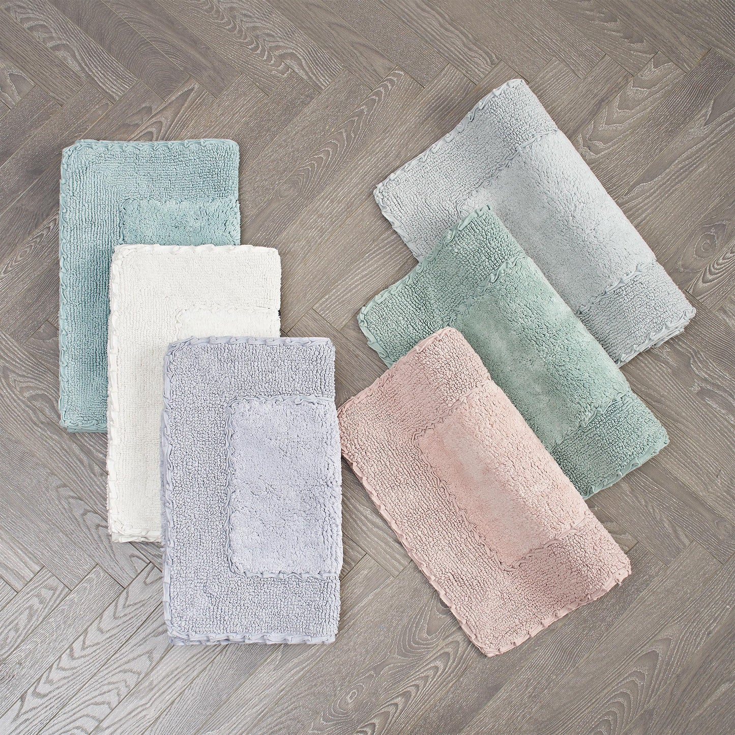 Laura Ashley Ruffle Border 100% Cotton Bath Rug, Sage Green, 17"x 24"