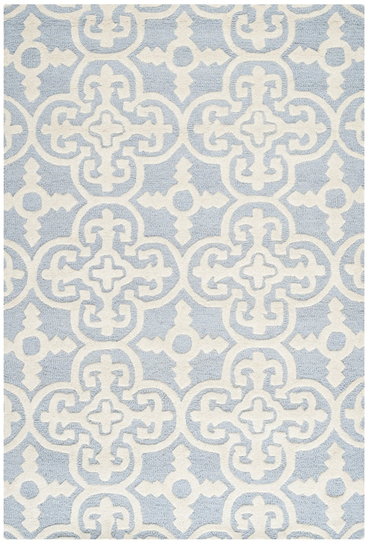 SAFAVIEH Cambridge Collection Accent Rug - 3' x 5', Light Blue & Ivory, Handmade Moroccan Wool, Ideal for High Traffic Areas in Entryway, Living Room, Bedroom (CAM133A)
