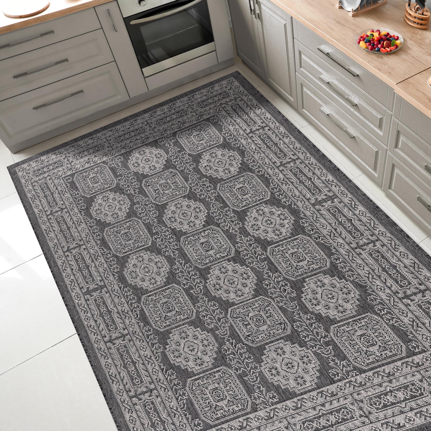 Keen Home Design Terrace Outdoor Area Rug - 5x8 Washable Indoor/Outdoor Rug for Patio, Kitchen, Balcony, Beach, Garden, Deck and Porch, Size: 5'3"x7'7"