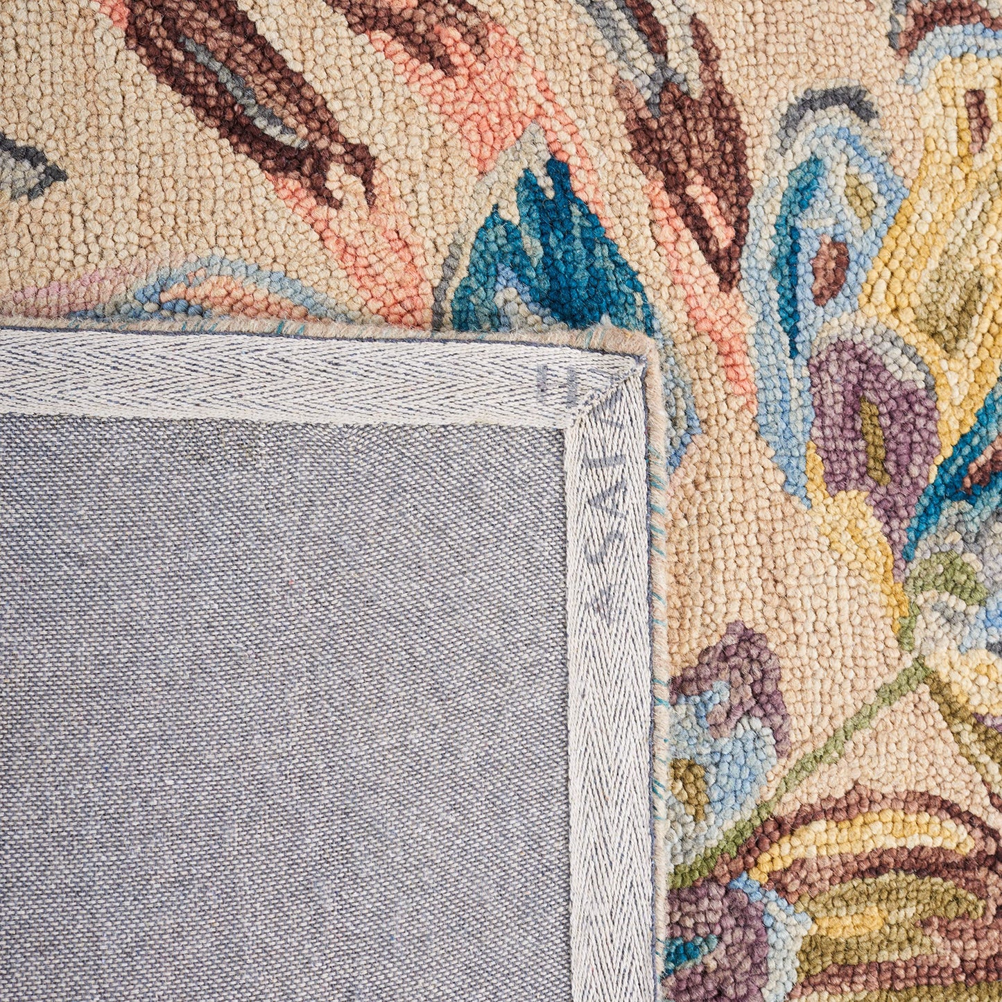 SAFAVIEH Area Rug 8x10 - Blossom Collection - Large - Beige & Purple, Handmade Wool, Floral Design, Ideal for Living Room, Bedroom, Office, Dining Space (BLM462B)