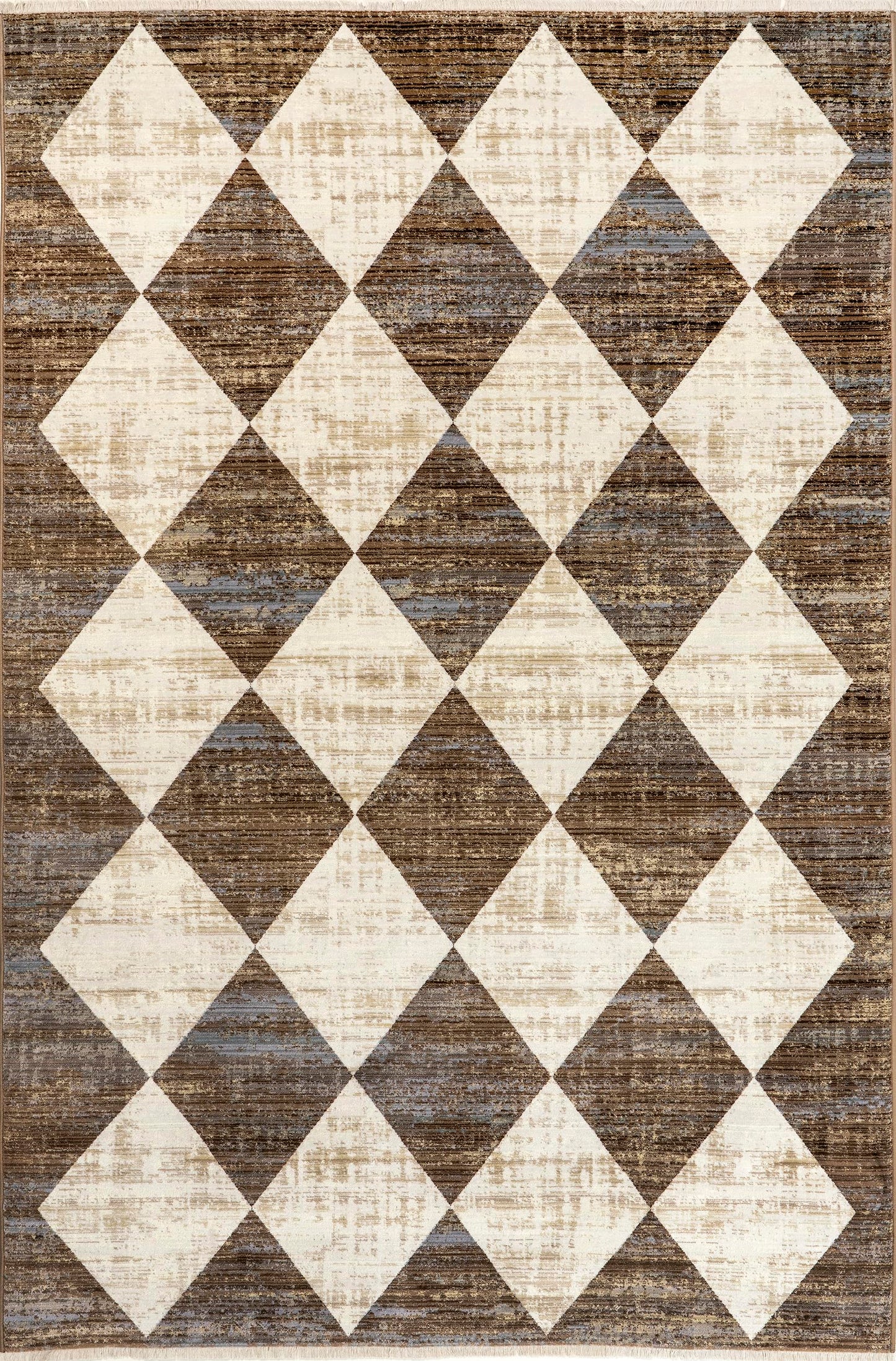 Nuloom Fringed Performance Meline Beige/Blue/Ivory, 4' x 6'5", Checkered, Soft and Cozy, High Traffic, Stain Resistant, Easy Clean, Durable Area Rug for Bedroom, Living Room, Dining, Den, Foyer