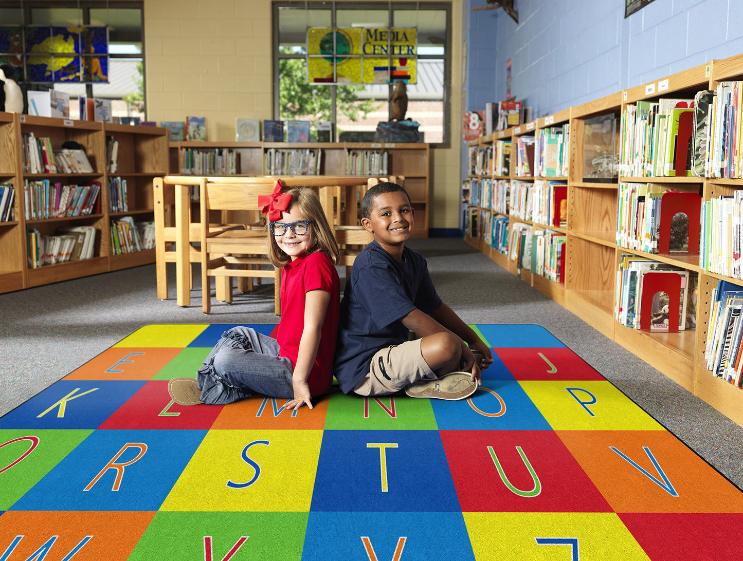 Flagship Carpets Alphabet Seating Multicolor Rug for Home Learning Area or Classroom Mat, Kids Room or Playroom Carpet, 7'6" x 12', Rectangle